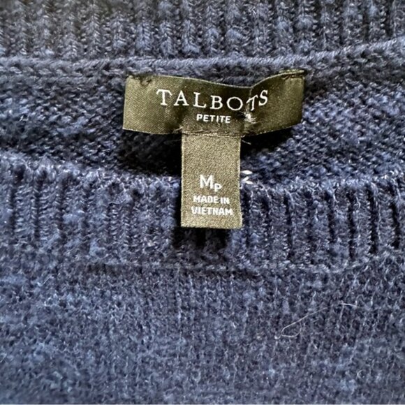 Talbots NEW Stars Stripes Linen Cotton Sweater USA Lightweight Knit Crew Slits M - Picture 8 of 16
